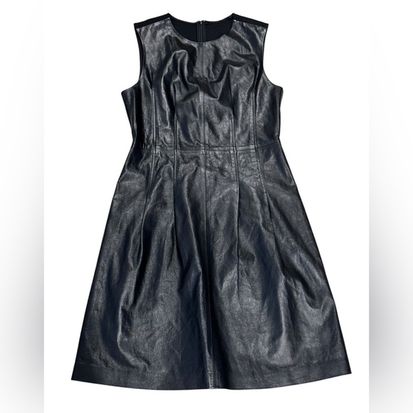 THEORY***100% Lamb Leather Elegant Black Darted Dress**US 2****$995 - Picture 2 of 8